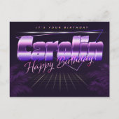 Carolin Nom Carte postale d'anniversaire lilas (Devant)