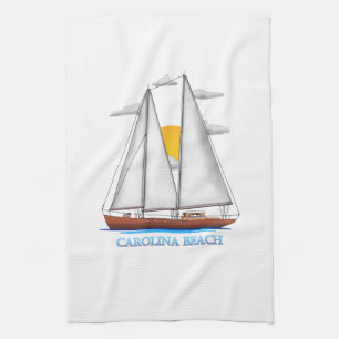Carolina Beach Coastal Nautical Sailing Sailor Theedoek
