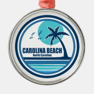 Carolina Beach North Carolina Palmboom Vogels Metalen Ornament