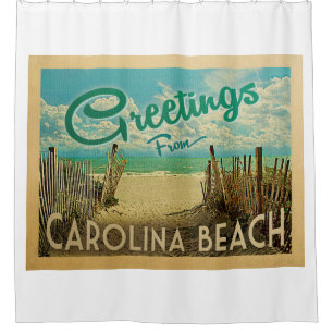 Carolina Beach Vintage Travel Douchegordijn