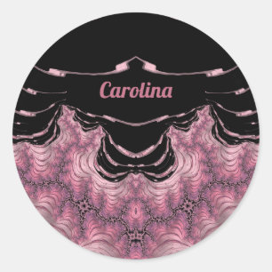 CAROLINA ~ Black and Pink ~ Ronde Sticker