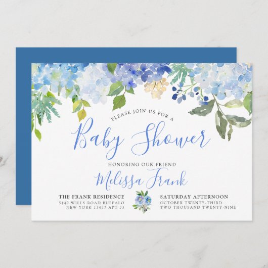 Carolina Bloom | uitnodiging tot baby shower (Voorkant / Achterkant)