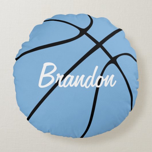 Carolina Blue Basketball Round Throw Rond Kussen (Voorkant)