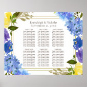 Carolina Blue Floral Borders Seating Chart Poster (Voorkant)