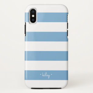 Carolina Blue Stripe gepersonaliseerd iPhone XS Hoesje