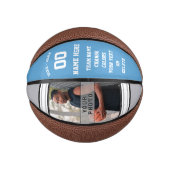 Carolina Blue, White, Grey Custom Mini Basketball Basketbal (Voorkant)