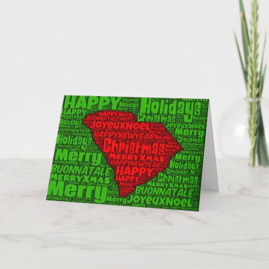 Carolina du Sud Carte Word Art Christmas Card Vaca (Devant)