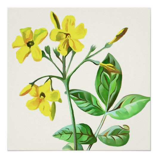 Carolina Jasmine Botanical Art Perfect Poster (Voorkant)