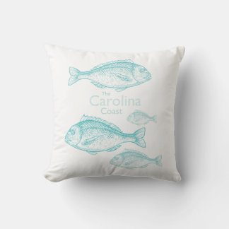 Carolina Kust Vintage Turquoise Zoutwater Vis Kussen