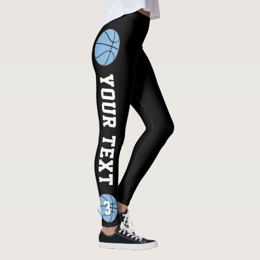 Carolina Light Blue Basketball Custom Text/Number Leggings (Rechts)