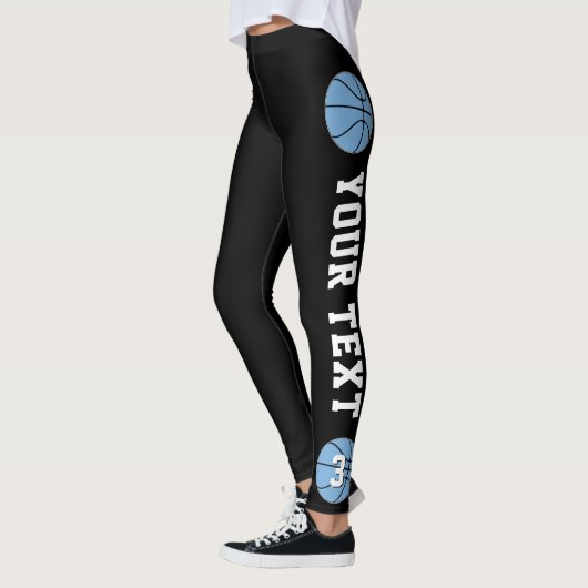 Carolina Light Blue Basketball Custom Text/Number Leggings (Links)