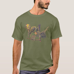 Carolina Parakeet Trio Mannen Basic Donker T-shirt