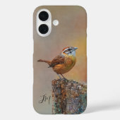 Carolina Wren Bird Painting Initialen Aangepaste n Case-Mate iPhone Case (Achterkant)