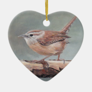 Carolina Wren Oiseau Art Porcelain Ornement