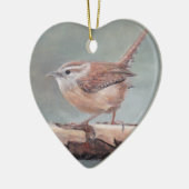 Carolina Wren Oiseau Art Porcelain Ornement (Gauche)