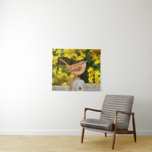 Carolina Wren schilderij - Originele Wild Bird Art Wandkleed