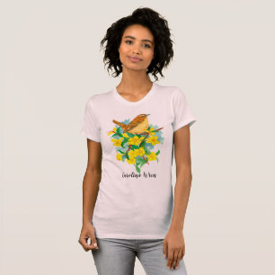Carolina Wren Yellow Jessamine Waterverf T-shirt