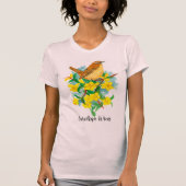 Carolina Wren Yellow Jessamine Waterverf T-shirt (Voorkant)