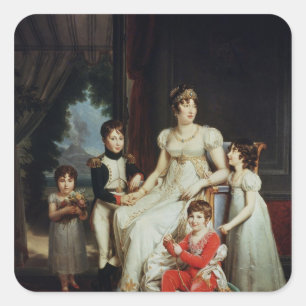 Caroline Bonaparte en haar kinderen Vierkante Sticker