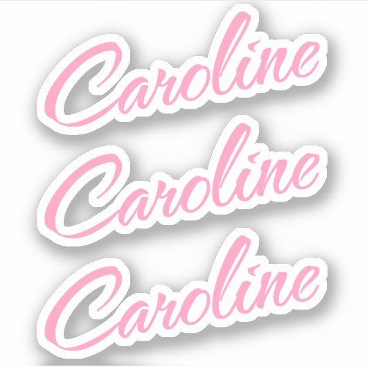 Caroline Decoratieve Naam in Roze x3 Sticker (Voorkant)