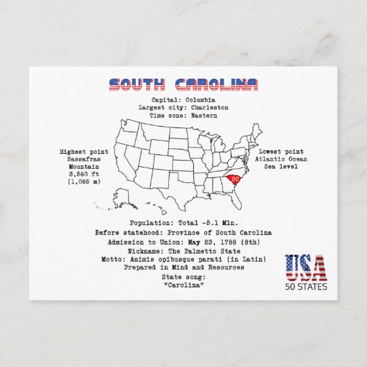 Caroline du Sud État américain sur la carte et les (Devant)