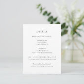 Caroline Simple Black Script Weddenschap Details Informatiekaartje (Staand voorkant)