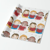 Caroling Children Cadeaupapier (Uitgerold)