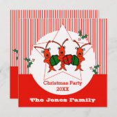 Caroling Crawfish / Lobsters Kerstfeest Kaart (Voorkant / Achterkant)