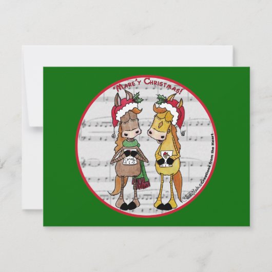 Caroling Horses- 'Mare'y Christmas Kaart (Voorkant)