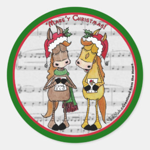 Caroling Horses- 'Mare'y Christmas Ronde Sticker