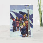 Caroling in de sneeuw feestdagen kaart (Voorkant)