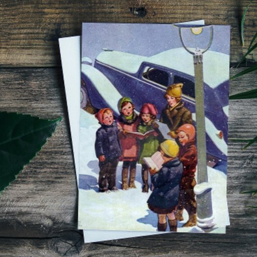 Caroling in de sneeuw feestdagen kaart