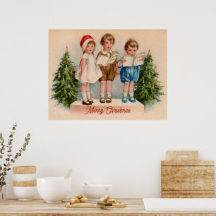 Caroling Kinder Kerst Poster