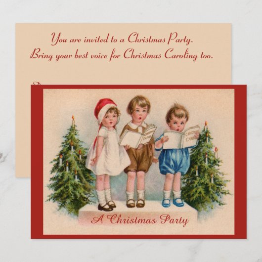 Caroling Kinder kerstfeestuitnodiging Kaart (Voorkant / Achterkant)
