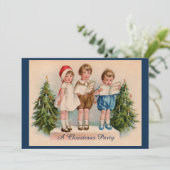 Caroling Kinder kerstfeestuitnodiging Kaart (Staand voorkant)