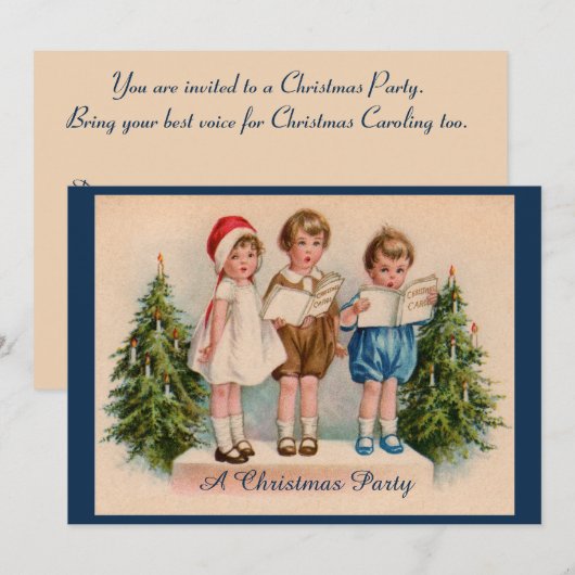 Caroling Kinder kerstfeestuitnodiging Kaart (Voorkant / Achterkant)