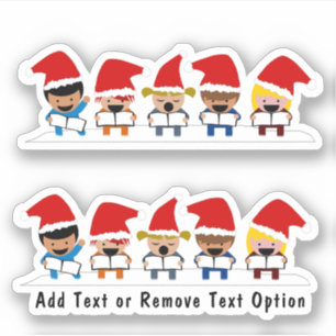 Caroling Kinderen Kerstmis Sticker