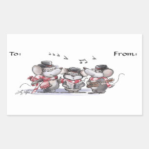 Caroling met Mic, Mac & Moe Gift Label Stickers