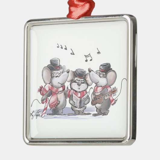 Caroling met Mic, Mac & Moe Square Ornament (Links)