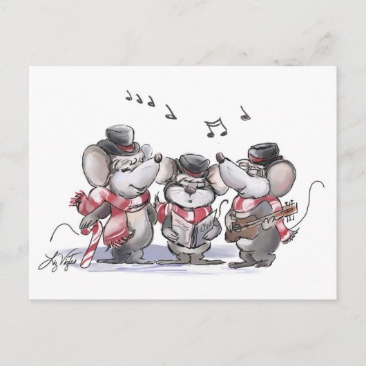 Caroling Mic, Mac & Moe Briefkaart (Voorkant)