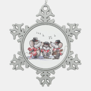 Caroling Mic, Mac & Moe Pewter Sneeuwvlok Ornament