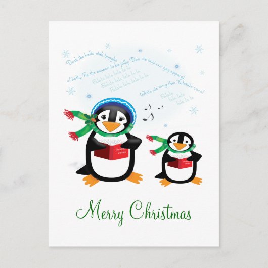 Caroling Penguins - Deck the Halls Carte postale (Devant)