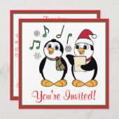 Caroling Penguins kerstfeest uitnodiging (Voorkant / Achterkant)