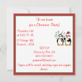 Caroling Penguins kerstfeest uitnodiging (Achterkant)