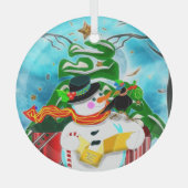 Caroling Snowman Glas Ornament (Voorkant)
