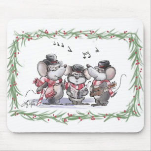 Caroling with Mic, Mac & Moe Mousepad Muismat