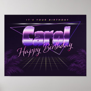 Carolnaam Vorname lila retro Poster Geburtstag