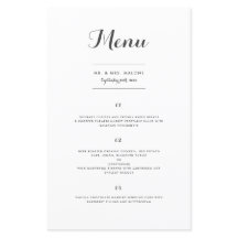 Carolyna Menu Dîner Mariage