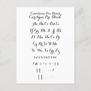 Carolyna Pro Black - Zazzle Font Sampler Sheet Briefkaart