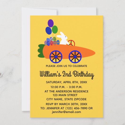 Carotte Bunny Anniversaire #3-2 Carte d'invitation (Devant)